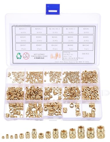 QUARKZMAN 500 Stück M2 M2,5 M3 M4 M5 M6 Gewindeeinsatz 3D Druck Einpressmutter Messing Gewindemutter Einschmelzgewinde Threaded Inserts für Kunststoffschale