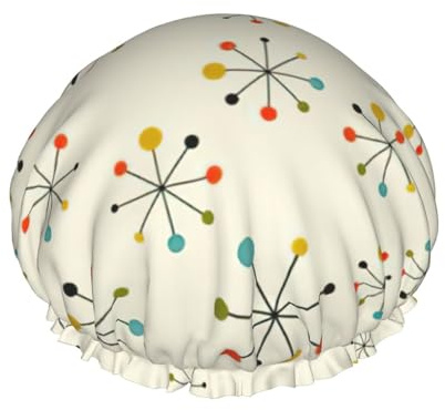 Modische Retro-Duschhaube für Damen, wiederverwendbar, wasserdicht, doppellagig, bequem