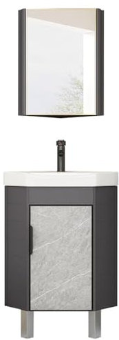 Generico Lavandino da Bagno angolare Piccolo lavandino per Pavimenti vanità per Bagno angolare con Specchio Lava lavello ad Angolo in Ceramica di Grande capacità con Overflow