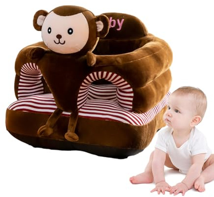 Siège De Soutien Pour Bébé - Dessin Animé Baby Learning Sit Chaise Avec Fermeture Éclair, Support De Siège De Canapé Animal Anti-chute, Coussin D'étude Confortable Amovible- Singe