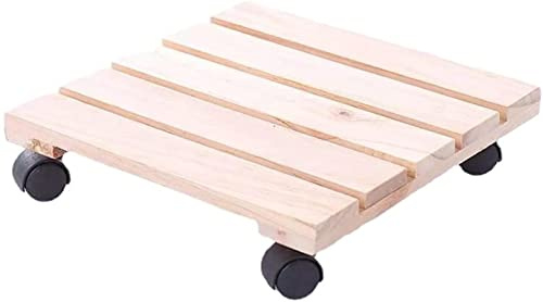 7LiuYueFei6 Wooden Square Plant Caddy with Wheels - Movable Planter Flower Pot Trolley Tray Stand for Indoor Garden Yard - Rolling Base Holder (1 50cm/19.69in)