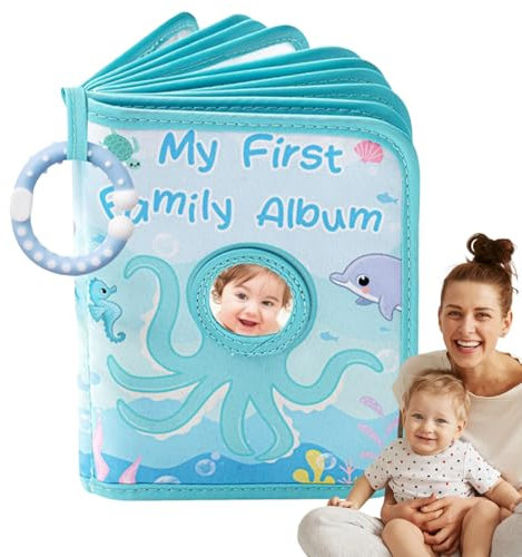 Bsbkoj Baby-Fotoalbum | Buch erstes Jahr Baby | Thema Oktopus aus weichem Stoff, Fotoalbum 10 x 15 cm für Kinder, Großeltern, Mädchen, Eltern