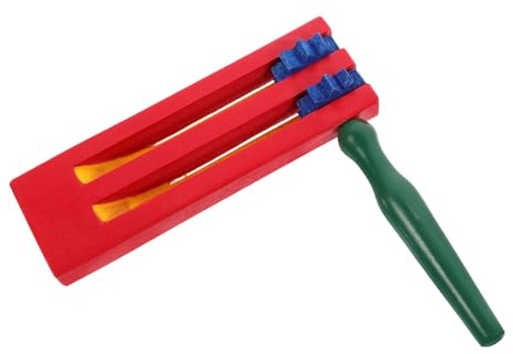 Castañuela Giratoria de Madera Roja Mango Largo para Niños | Instrumento de Percusión, para Fiesta y Ocasiones Obsequios, Agarre Sencillo, Coordinación Mano-ojo