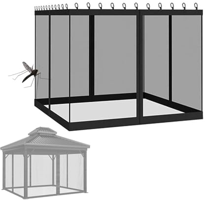 Zanzariera da esterno per pergola e patio ombrellone, 4 pannelli di ricambio per la privacy da parete 30,5 x 30,5 cm, zanzariera a rete (nero)