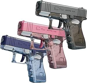 SSKHE Set de 3 Pistolets à Eau Transparents – Rose/Gris/Bleu, pour Tous Les Âges, Idéaux pour Fêtes d'Été, Noël et Plages, Cadeau Été pour Garçons et Filles