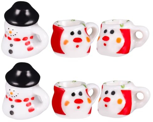 iplusmile 2juegos Mini Juego de Té de Muñeco Porcelana Taza y Tetera de Cerámica Accesorio de Cocina para Casa de Muñecas Decoración Navideña