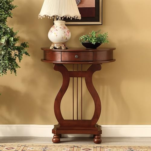 Hltdzer Mesa Consola de Sofá de Madera de Medios de Siglo con Cajón Mueble de Pared Moderna Mesa de Recibidor Mueble Consola de Nogal con Almacenamiento(Cherry)