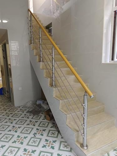 Kit de barandilla de escalera para interiores, pasamanos de PVC con postes de acero inoxidable, solución de valla de alambre segura para pasillos y lofts