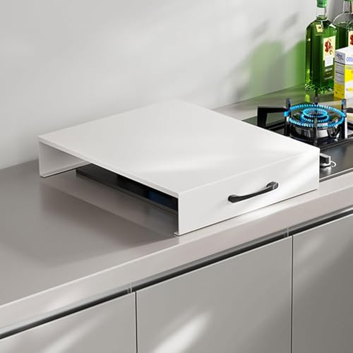 Tapa Encimera Gas Placa, Cubierta para Encimera con Patas Antideslizantes y Borde Plegable en Forma de L para Cocinas de Cerámica(White,30x40x5cm)