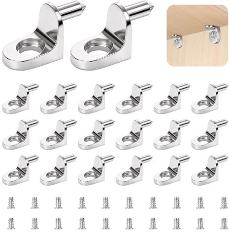 NUTKIT 20 Stück Bodenträger,5mm Regalbodenträger L Form, Metall Regalträger für Einlegeböden, Winkelbodenträger mit Schraube, Sicherheits Regalhalter Einlegeboden Halter für Möbel Schrank＆Bücherregal