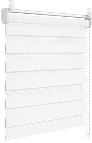 WOLTU Doppelrollo Klemmfix ohne Bohren 60x120 cm, Weiß | Vormontiertes Duo Innen Rollos für Fenster und Tür, Sonnenschutz Klemmrollo Verdunkelnd Sichtschutz, Stoffbreite 56 cm
