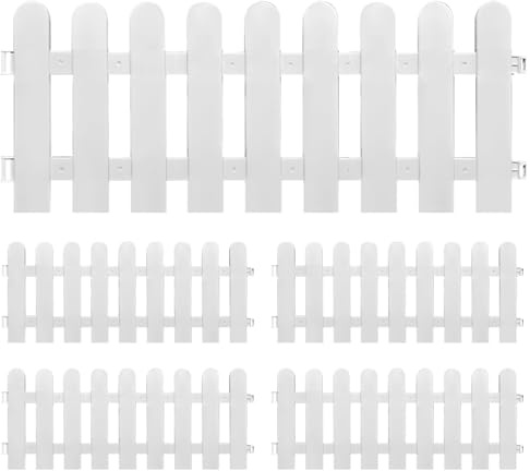 SMELEYOU 5 Pezzi di staccionata Bianca Elegante Recinzione in plastica Bianca Inserti siepe Decorativa Protettiva Bordo del Prato per fattorie paesaggistiche da Giardino 50 * 20 cm