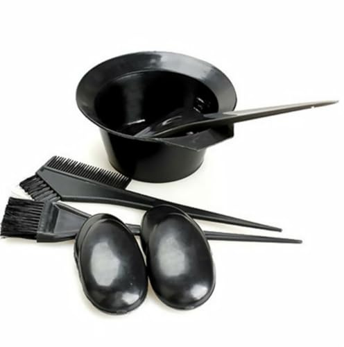 Hemobllo Ensemble de Peigne à Teinture et Pinceau pour Coloration Cheveux 5 Pièces Bol et Cache-oreilles, Kit Professionnel pour Salon et Usage Domestique, Outil Pratique pour Coiffure