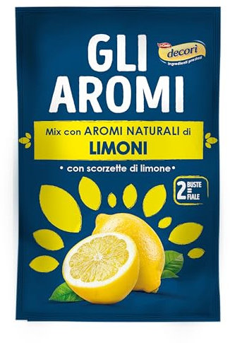 Decorì Gli Aromi Mix con Aromi Naturali di Limone e Scorzette Essiccate, Aroma in Polvere per Dolci e Creme, Resistente alla Cottura, Senza Glutine, Confezione Risparmio da 15 Pezzi (30 Buste da 8g)