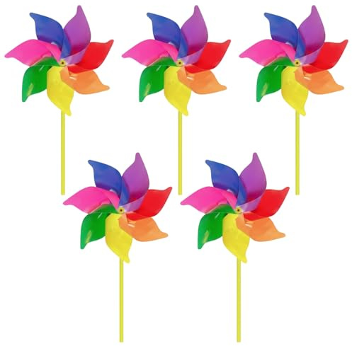 5 Pcs Windmills for Garden, Garden Windmills Outdoor for Bird Deterrent and Garden Decoration, Multicoloured Windmills Measuring 18cm, Ideal for Garden Enhancement and Outdoor Gatherings