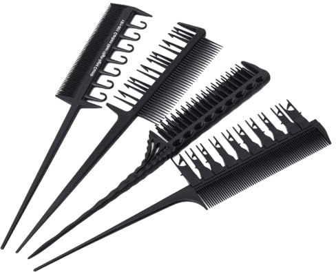 IMUSINICE 4pcs Hair Dyeing Comb Set for Stylist Professional Hair Colour Combs with Anti-static and Knot Prevention Features Made of Sturdy Carbon Fiber
