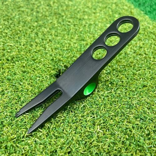 Golfgabel mit drei Poren, Pitchgabel, Golf-Pitchgabel-Reparaturwerkzeug, für grüne Rasenpflege, Rillenreinigung, Markierungsball-Trainingshilfe (D)