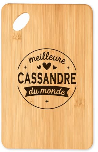 Planche à découper Meilleure Cassandre du monde 1 - Plateau Apéro en Bambou Cadeau Original Cuisine Barbecue
