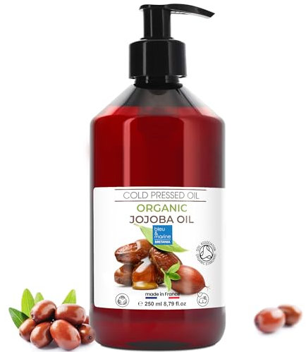 Olio di Jojoba BIO, Puro e Naturale: Siero Viso, Idratante per Capelli e Barba, Struccante, Detergente Viso, Siero Ciglia, Olio per Cuticole Unghie, Cura per la Pelle Atopica - 250 ml