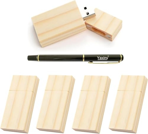 Yaxiny 5-Pack 64GB USB Flash Drive Ahorn Holz 2.0 USB Flash Drive Memory Stick Datenspeicherung Pendrive Disk