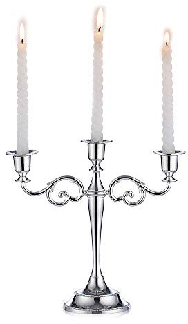 Sziqiqi Aluminum Kerzenständer Esstisch Abendessen bei Kerzenlicht Hotel Deko Haus Deko, Tisch Deko, Silber