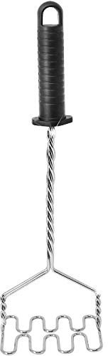 com-four® Kartoffelstampfer aus verchromtem Metall - Püree Stampfer für die Küche - Stampfer für Kartoffeln - Potato Masher - 35 cm (01 Stück)