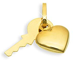 Schlüssel & Herz Charms Bettelarmband Anhänger 14 Karat Gold 585 (Art.211003)