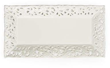 Excelsa White Home Rechteckiger Servierteller, Keramik, Maße: 30 x 16 x 3 cm