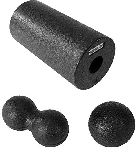 GORILLA SPORTS® fascia set - inklusive fascia roller, fascia ball och duo ball, set om 3, skum, svart - fascia set, massage set, massageboll, fascia träning, foam roller
