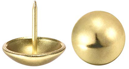 sourcing map Clou Tapissier Clou Ameublement Clou Meuble Punaise Pointe Tapissier Tapis Décoration 18mm Diamètre 17mm Hauteur Rond Pouce Doré pour Sofa Dosserets 60 Pcs