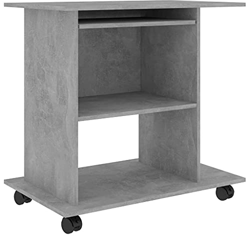 vidaXL Mesa de Ordenador Madera contrachapada Gris hormigón 80x50x75cm