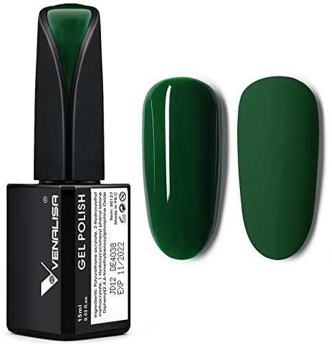 VENALISA UV Nagellack Dunkelgrün Gellack Nagellack Gel für UV Nagellampe Langlebige Maniküre Nagelgellack Soak Off Nail Gel Polish green 15ml