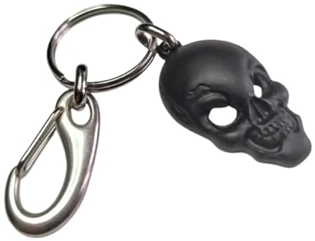NN Porte-clés crâne porte-bonheur en métal avec anneau plat, robuste et original.