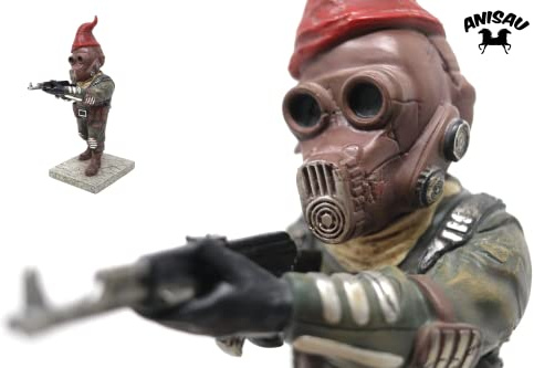 Ronin Gasmask Combat Military Gnome - Funny Unique Fallout Garden Gnomes Massacre - Gardening Statue Figurine Decoration - Lawn Ornament Figure Sculpture for Indoor Outdoor Home Yard Office - 10