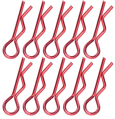 RC R‑Shape Clips, 10Pcs Metal 7MM RC Car Shell Clips Upgrade Spare Part for 1/5 1/6 1/8 1/10 RC Car(red)