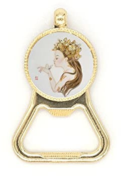 Pretty Girl Butterfly Chinese Painting Beer Bottle Cap Opener Stainless Steel Key Chain