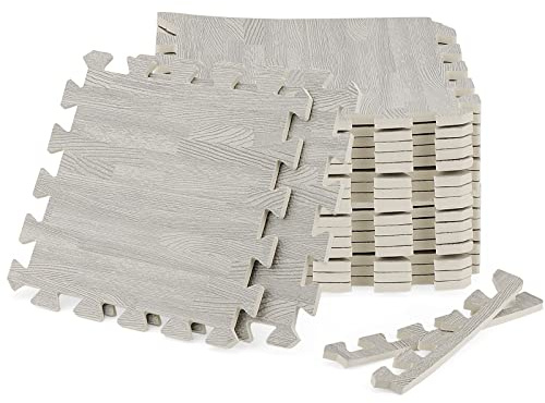 MUKCHAP 16 Pieces 30 x 30cm Interlocking Foam Floor Mats, 1cm Thick Interlocking Floor Tiles with Borders, Foam Mats for Home Garage