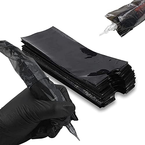 Unihuby 200pcs Tattoo Maschinen Cover Schwarz Einweg Tattoo Zubehör | Groß Wasserdicht Tattoo Stift Abdeckungen Tattoo Maschine Bags Cover Patrone Stift Maschine Einweg Tattoo
