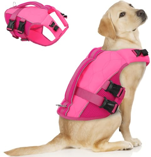 ASENKU Schwimmweste Hund Mittel Groß L,Verstellbar & Ripstop Hundeschwimmweste,Rettungsweste für Hunde mit Griff und Reflektierend, Hunde Schwimmweste für Dackel,Französische Bulldogge, Labrador