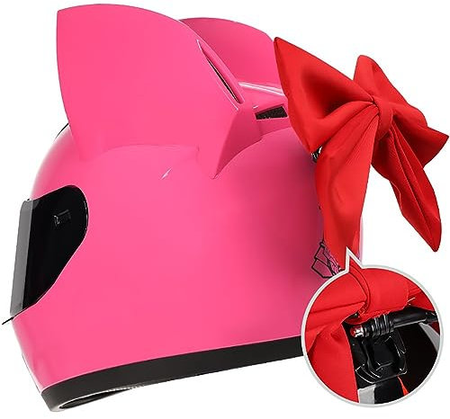 Letetexi Motorradhelm mit ECE Genehmigt Herren, Fullface Helm mit Schirm Anti Fog Doppelvisier Motorrad Klapphelm Geschlossenen Motorradhelm Katzenohren für Damen Vollvisierhelm leise