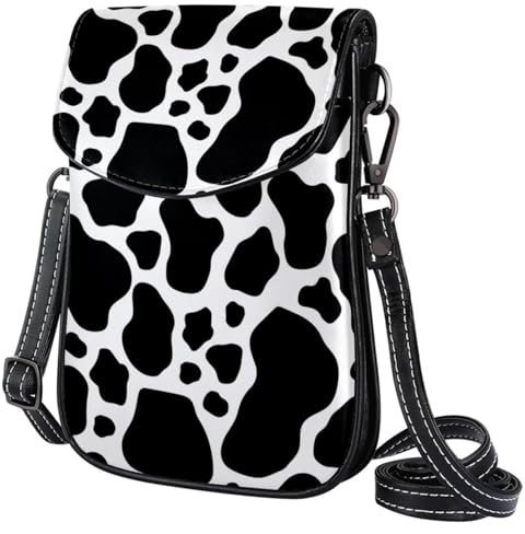 FVQL Umhängetasche für Damen, Geldbörse, Messenger-Tasche, Umhängetasche, Kuhfell-Druckmuster