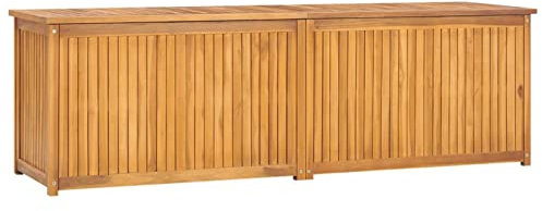 TANZEM Gartenbox, Gartentruhe, Auflagenbox, Kissenbox, Gartenkiste, Aufbewahrungsbox, Gartenauflagenbox, Gartenmöbel, 175x50x53 cm Massivholz Teak