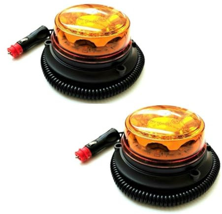 MelTruck® 2x LED Rundumleuchte 4 Blitzmuster 12V 24V ECE R65 R10 E9 Magnet für PKW LKW Traktor
