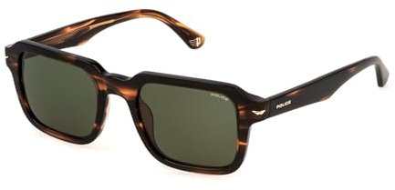 Police Herren Spln36 Sonnenbrille, Glänzend Gestreift, Braun, 52
