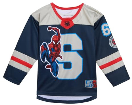 Marvel Spider-Man Toddler Boys Mesh Hockey Jersey Long Sleeve T-Shirt Blue 5T