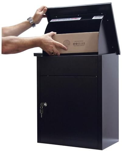 Phoenix PB0581BK Paketbriefkasten Stahl verzinkt Schwarz Schlüsselschloss, Multicolor