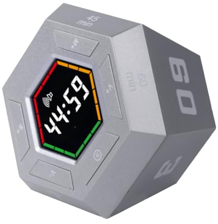 Pomodoro Temporizador de productividad, 3, 5, 15, 30, 45, 60 minutos, temporizador inteligente preestablecido, herramienta de gestión del tiempo, larga duración, plateado