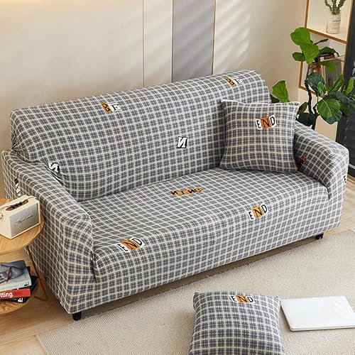Sofaschoner Weiß Sofaüberwurf Weich Spandex Sofaschoner rutschfest Couch Überwurf Waschbare Sofa Überzug Sofabezug mit Elastischen Riemen Sofabezug L Form Pflegeleicht 4 Sitzer