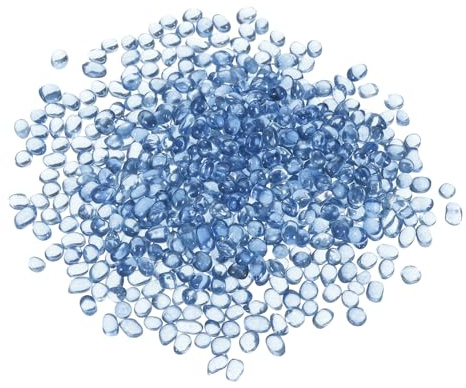 QUARKZMAN Runde Feuer-Glasperlen, Glas-Murmeln, Glas-Kieselsteine, Vasenfüllperlen Edelsteine für Fischtank Aquarium 3-6mm 300g/0,67 lbs Blau
