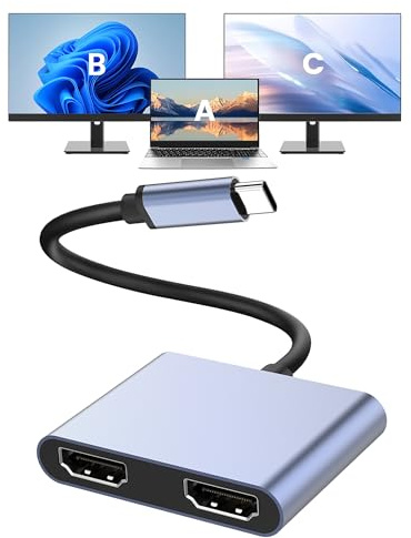G GOPALA USB C to Dual HDMI Adapter 4K@60Hz, Multiport Adapter with 2 HDMI, USB3.0, PD 100W, USB C Splitter Compatible with MacBook Pro/Air, iPad Pro, Dell, HP, S24/S23/S22